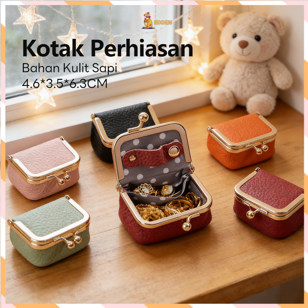 Edden Dompet Koin Dan Kunci Tekan Dompet Koin Wanita Penyimpanan Perhiasan Dompet Koin Kuncian Kiss 