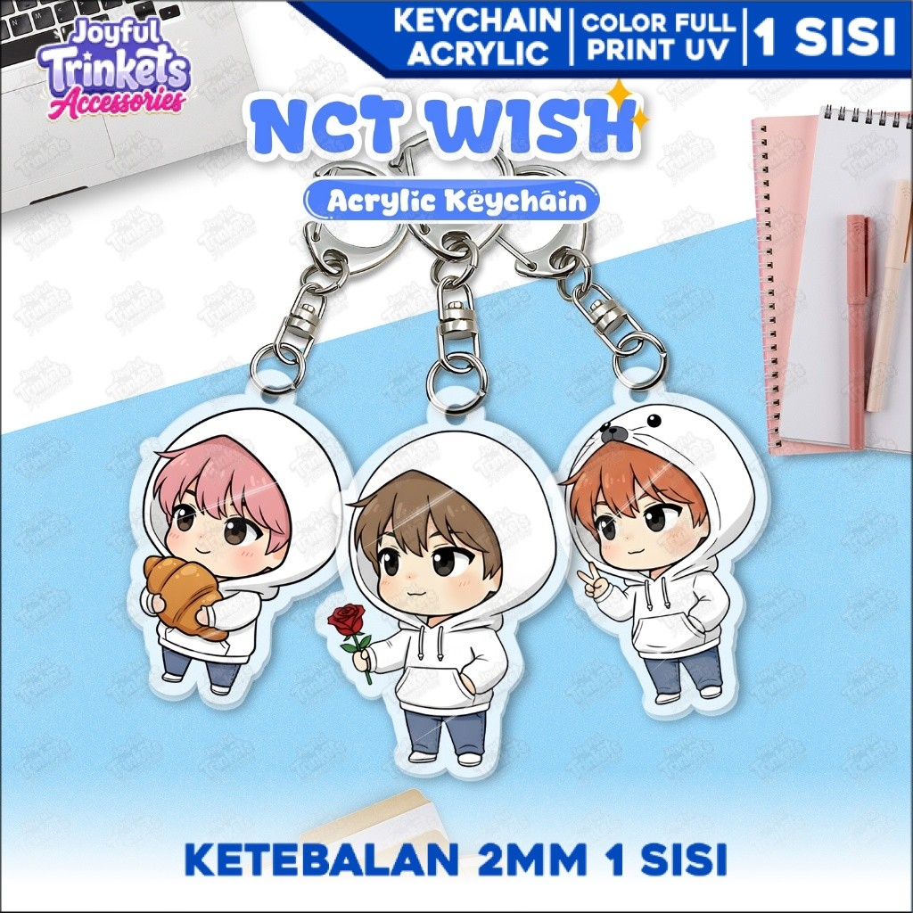 Gantungan Kunci NCT WISH | Keychain Akrilik K-Pop Idol Lucu | Fanmade Merch Kpop NCTzen