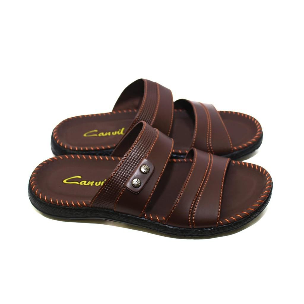 Promo (BISA COD) SANDAL KULIT PRIA CARVIL SEPATU SANDAL SANDAL SLOP PRIA
