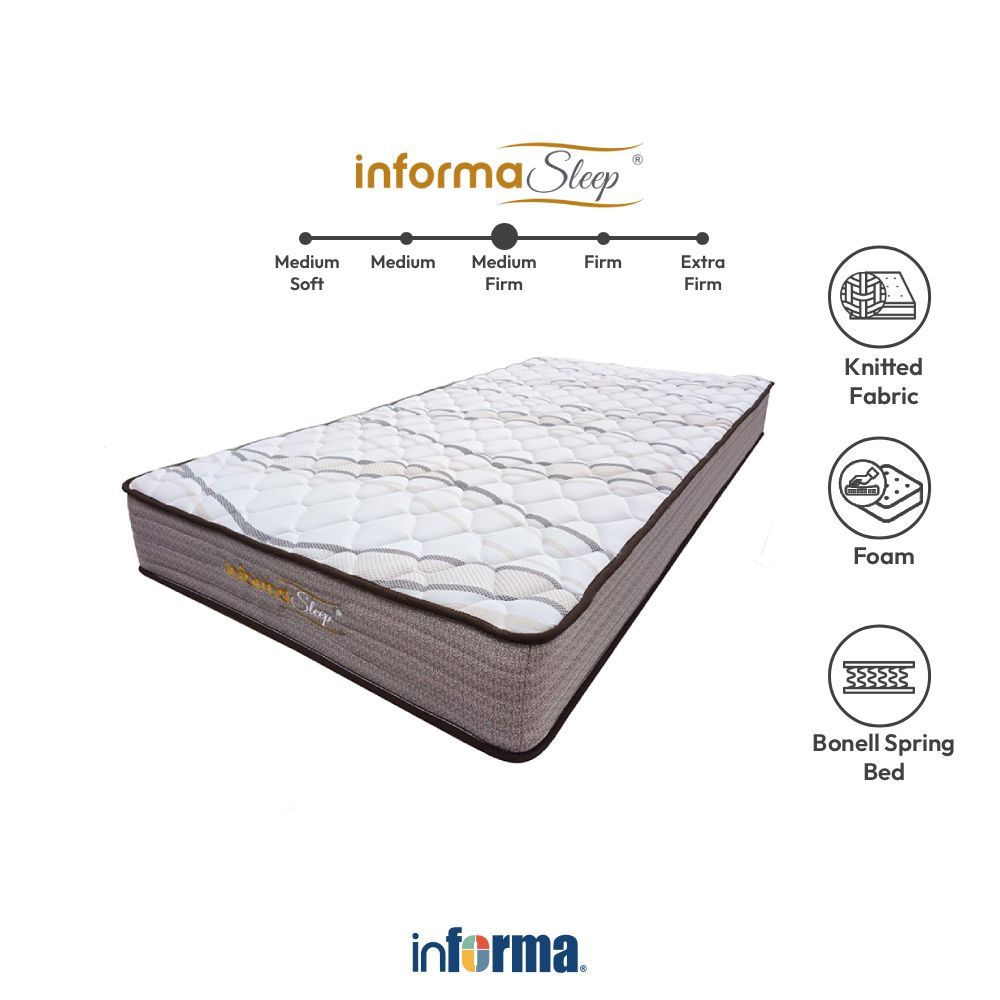Informa Sleep 100x200x20 Cm Mora Kasur Busa Bonell Springbed In Box - Putih/cokelat