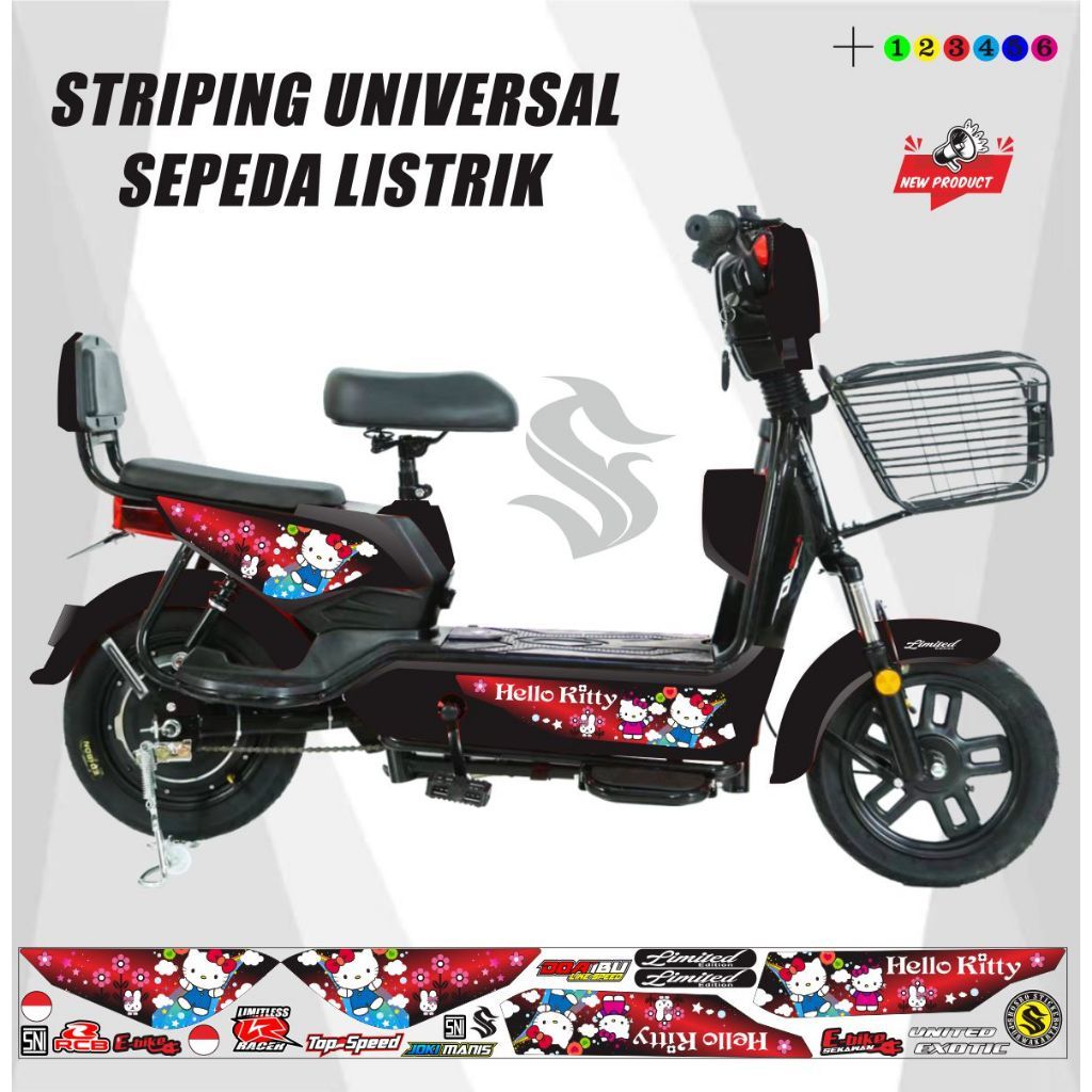STRIPING SEPEDA LISTRIK / STRIPING STIKER ALL SEPEDAH LISTRIK MOTIF HELLO KITTY