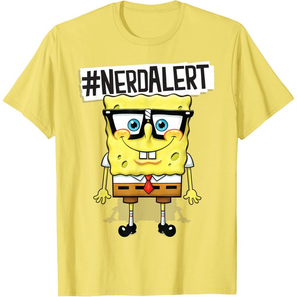 Kaos Baju Tshirt Dewasa Spongebob SquarePants Nerd Alert Humorous