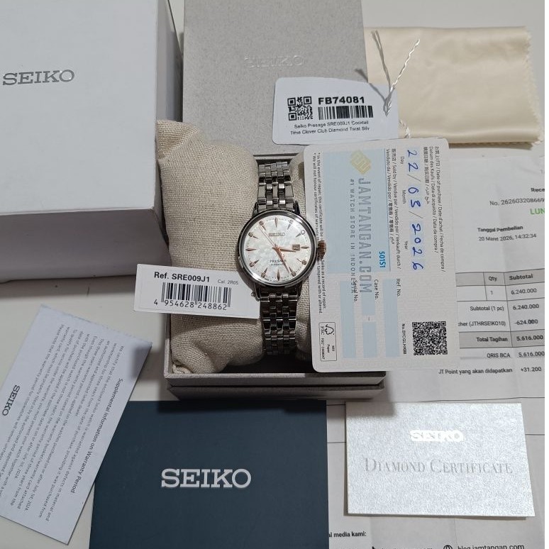 Seiko Presage wanita SRE009J1 Cocktail Time Clover Club Diamond Twist original full set bekas sangat