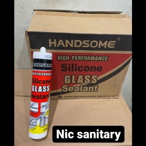 Lem botol kaca HANDSOME / lem silicone White putih