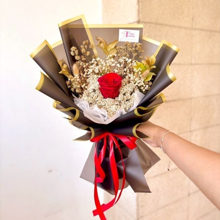 Long Lasting Single Rose Bouquet || Fidel Florist Semarang