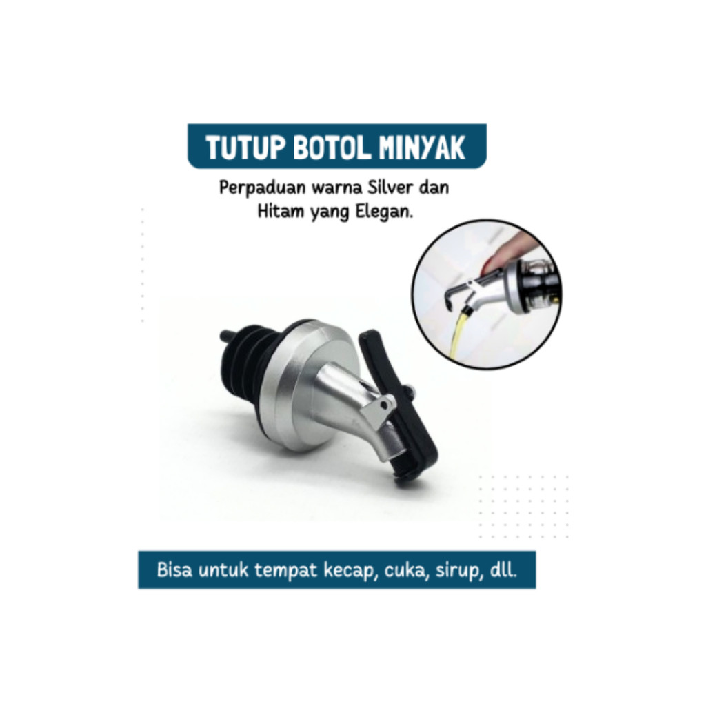 (foodgrade) Tutup Botol Serbaguna Tutup Kaca Botol Minyak Kecap Sirup Silver Simpel & Unik