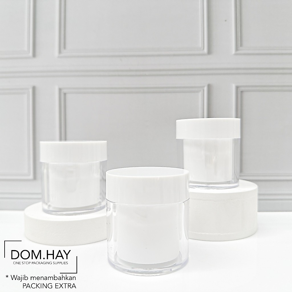 Pot Cream Bulat Dual Wall Plastik Acrylic Double Layer Skin Care Pelembab Moisturizer Serum Botol Kr