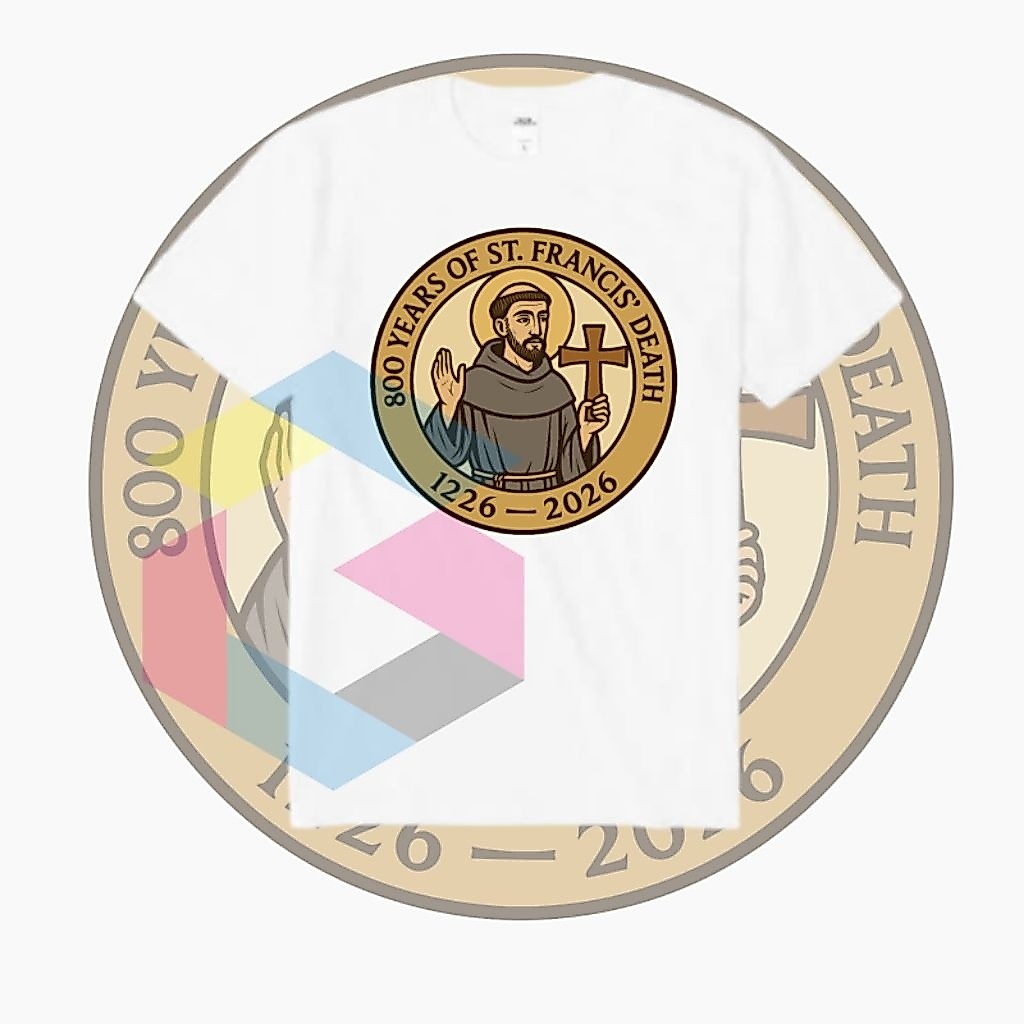 TSHIRT KAOS 800 YEARS OF ST FRANCIS DEATH BAJU SERAGAM FRANCISCUS ASISI JUBILEE YUBILEUM 2026 SANTO 