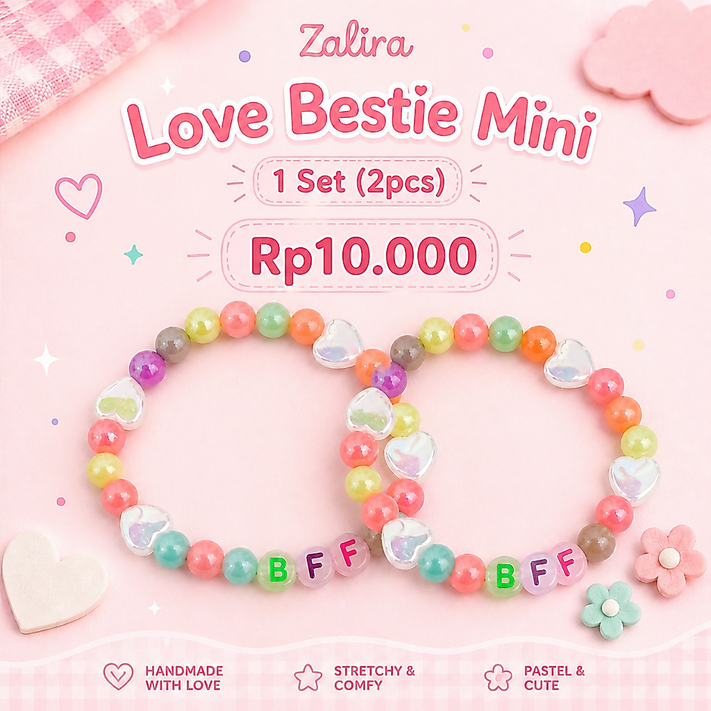 Gelang Bestie Anak 1 Set 2 Pcs Zalira | Gelang BFF Anak Perempuan | Bracelet Couple Sahabat | Kado T
