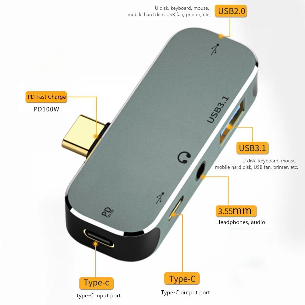 Type-C HUB Splitter PD100W USB3.0/USB2.0/USB3.1 HDMI-Compatible USB Extender PC Computer Laptop Spli