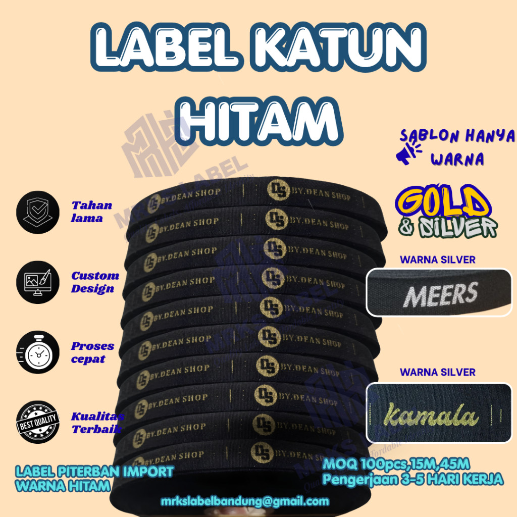 custom label katun hitam | piterban hitam import free design