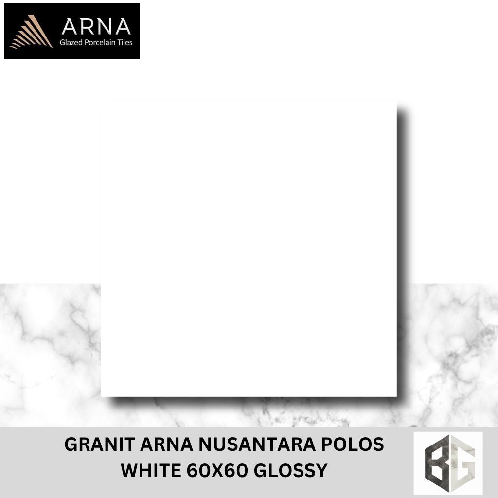 Granit Lantai Arna Nusantara Solid 60x60 Glossy White Cream Black Polos
