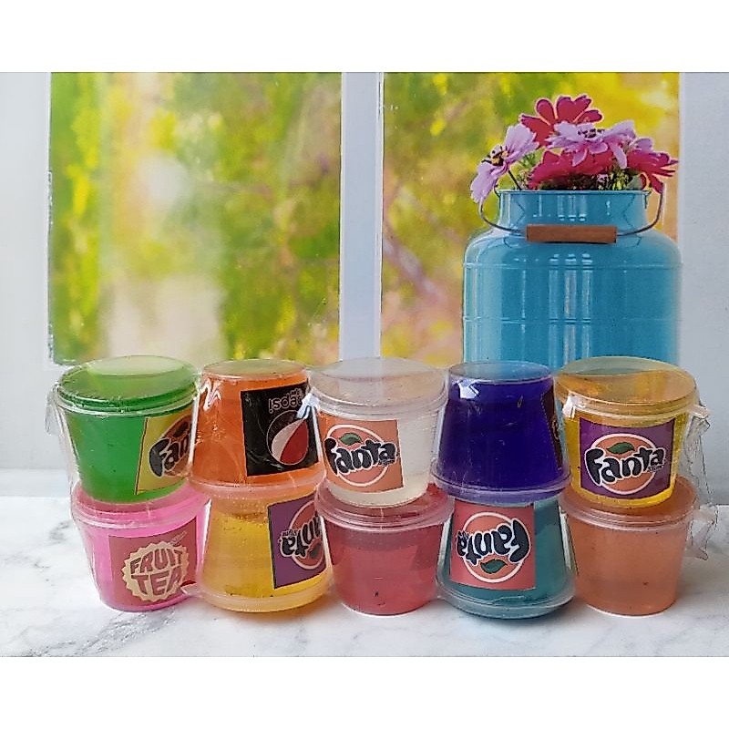 Mainan Anak Slime Fanta Isi 10 Pcs Slime Boba