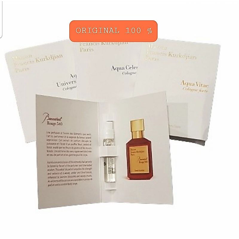 parfum sample 2ml MFK maison Francis kurkdjian Paris baccarat rounge 540 Aqua universalis vitae cele