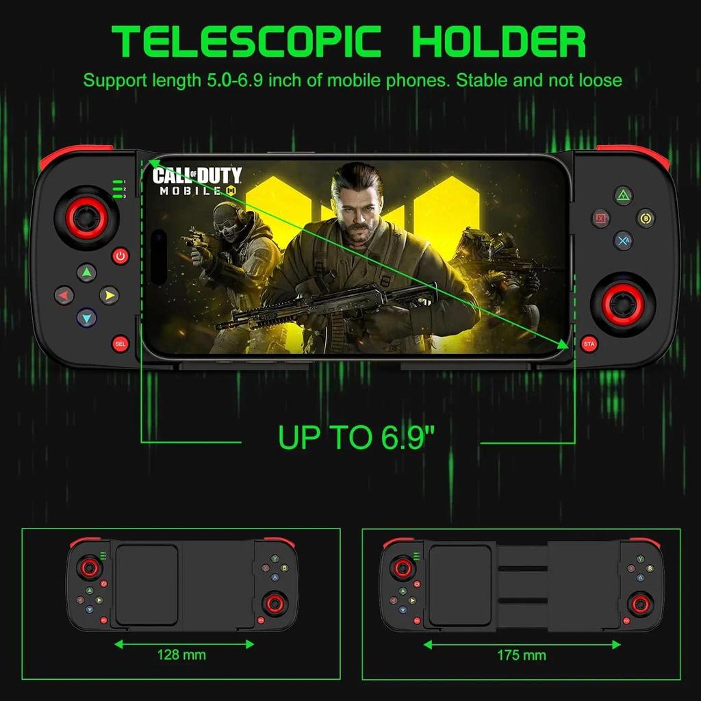 D3 Bluetooth 5.0 Telescopic Gamepad, MFi Wireless Controller for iOS Android, Stretable Mobile Joyst