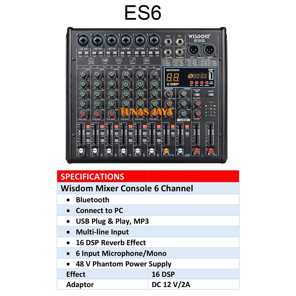 MIXER AUDIO WISDOM ES6 / ES 6 MIXER 6 CHANNEL ORIGINAL