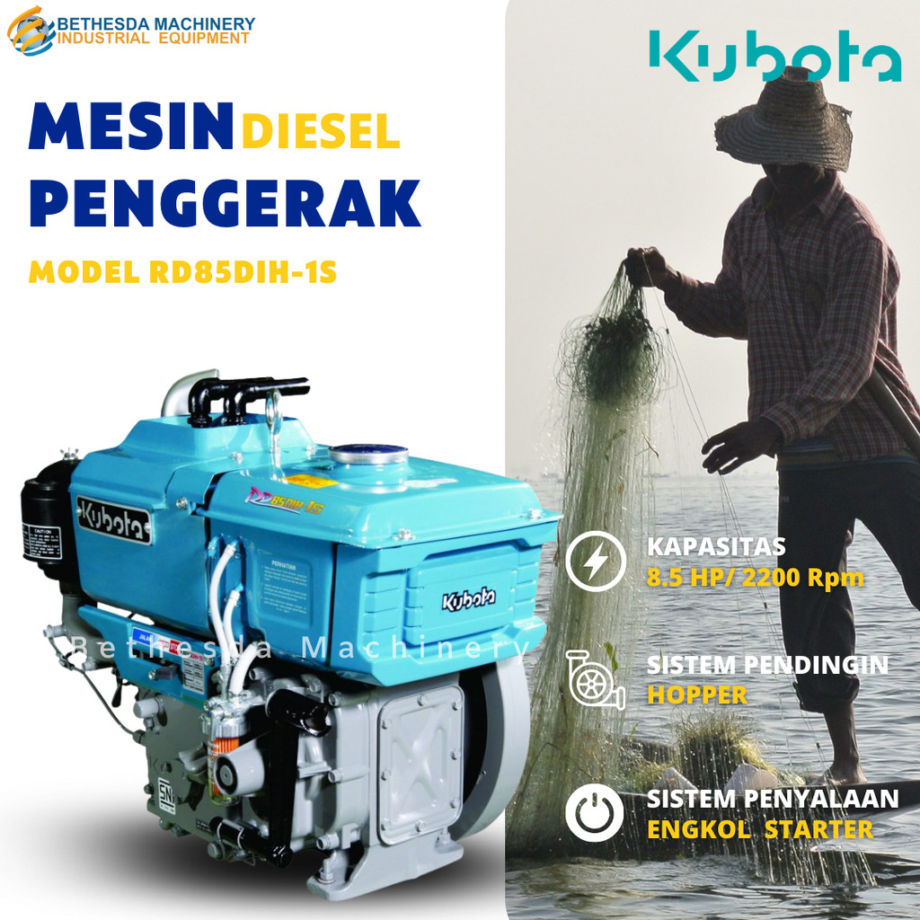 Diesel 8.5 PK Kubota Engine RD 85 DIH-1S 8.5PK Mesin penggerak 8.5 hp Hopper