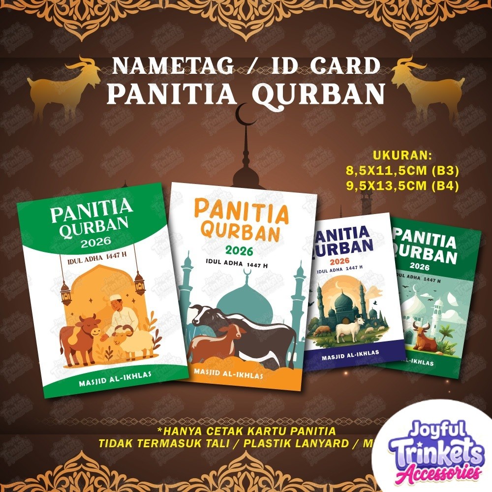 ID CARD NAMETAG Panitia Qurban Idul Adha / Nametag Kurban KARTU TANDA PENGENAL PANITIA KURBAN - JOYF