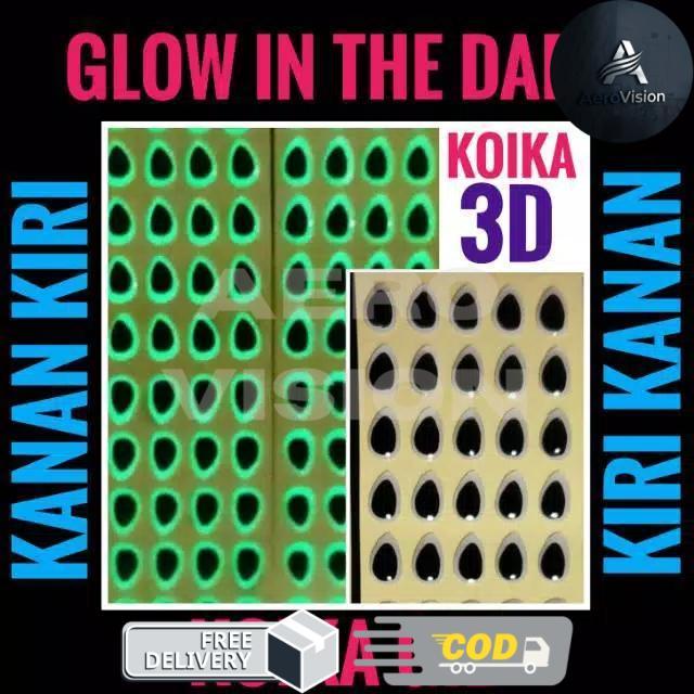 Sticker Mata Ikan Koika 3D 5mm Glow Stiker - 8 mm