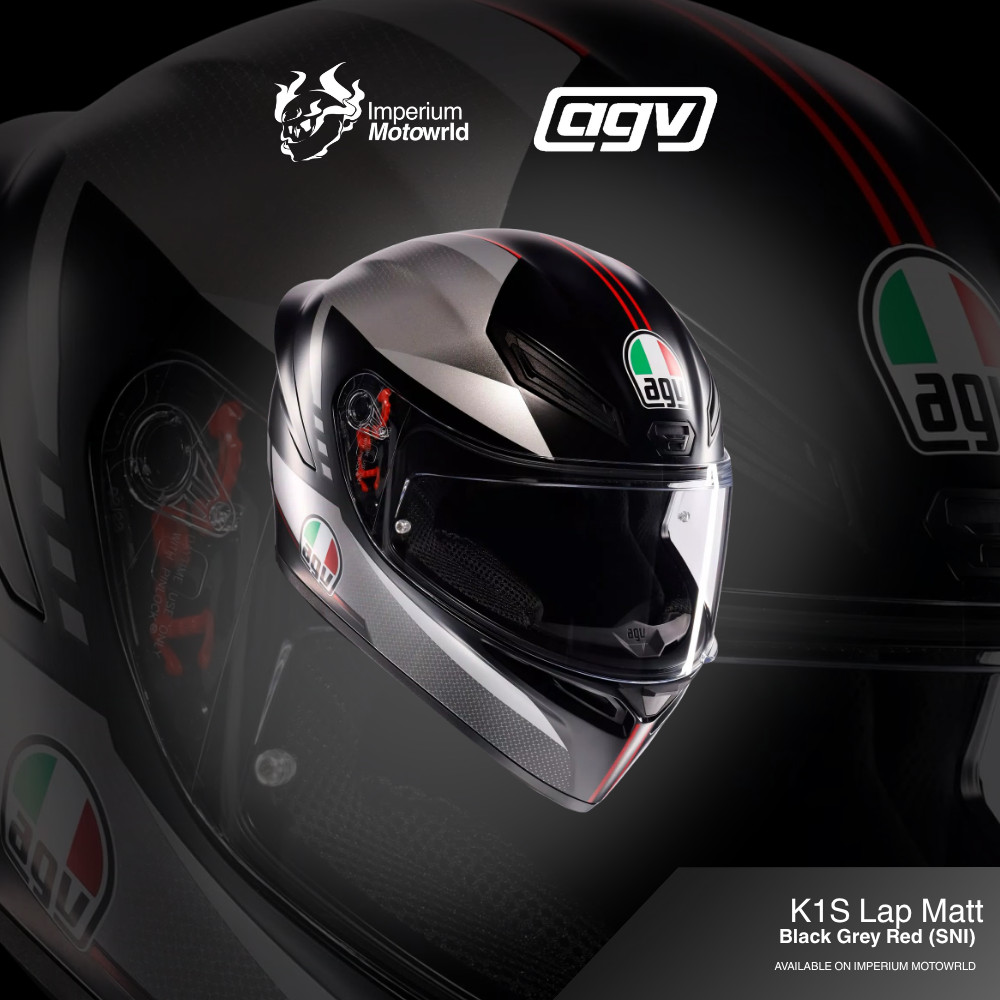 Helm AGV K1-S Lap Matt Black Grey Red | Helmet Full Face Original | SNI | Imperium Motoworld