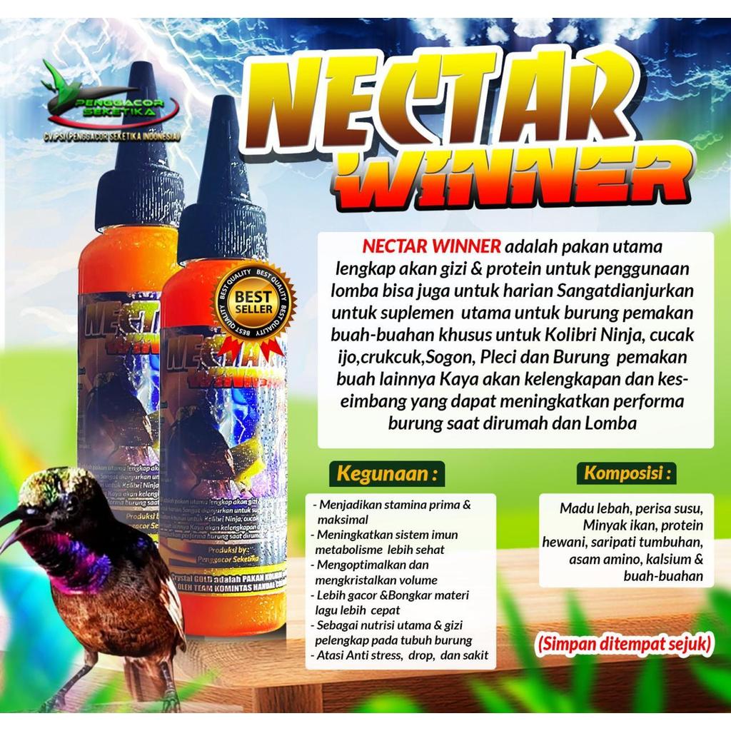 Nektar Gold Winner 140ml Pakan Kolibri Pleci Sogon Premium Nektar Burung Kecil Cepat Gacor
