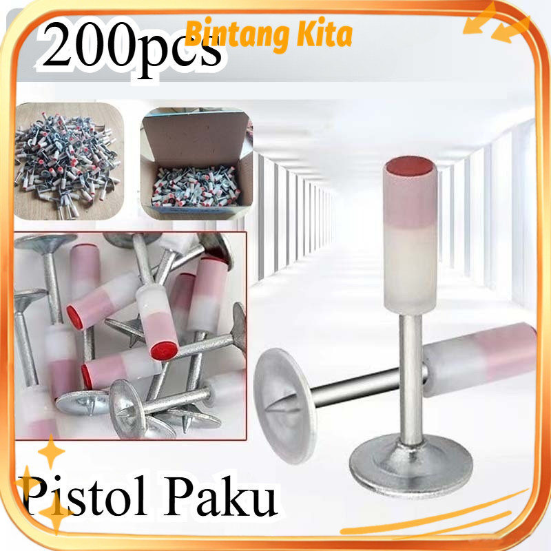 200pcs Paku Beton Ramset Paku Ramset Beton Paku Tembak Beton Dan Besi Standart Washer Besar Lurus