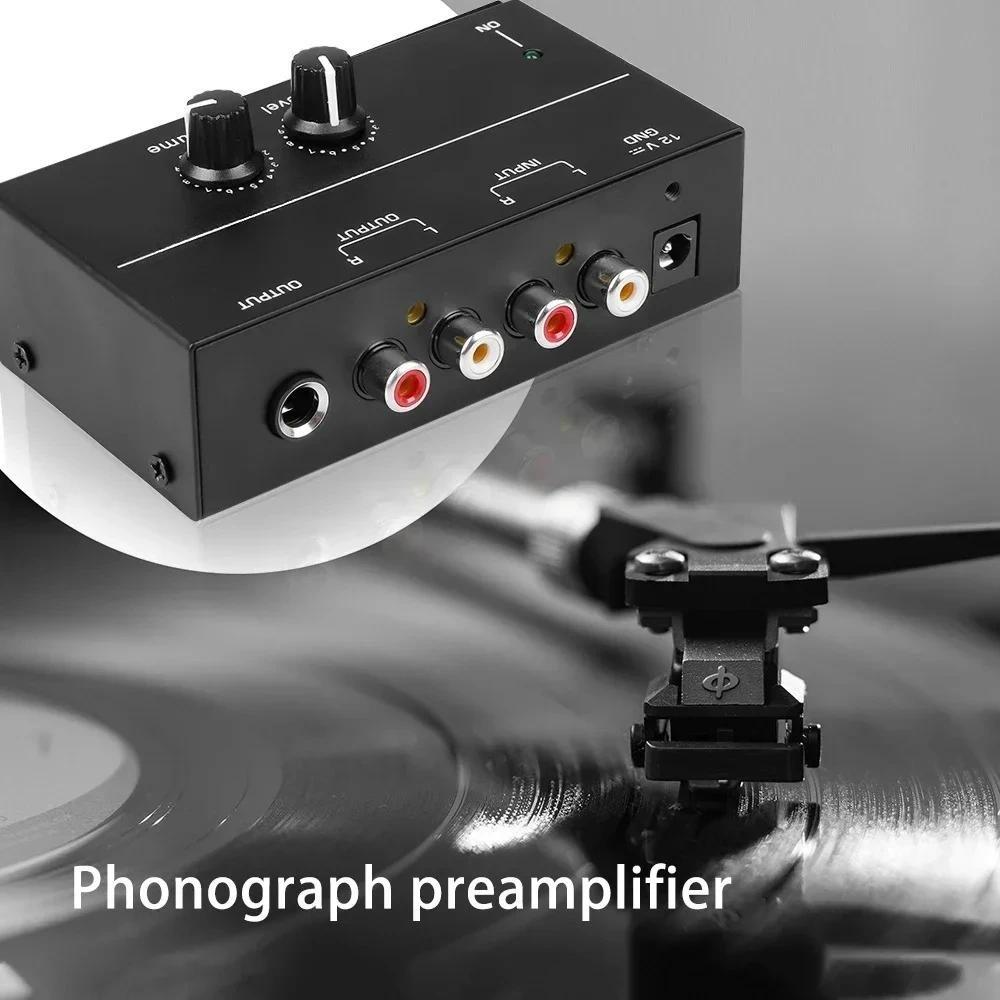 Phono Preamp pre Amp Preamplifier with Level Volume Control RCA Input Output 1/4" TRS Output Interfa