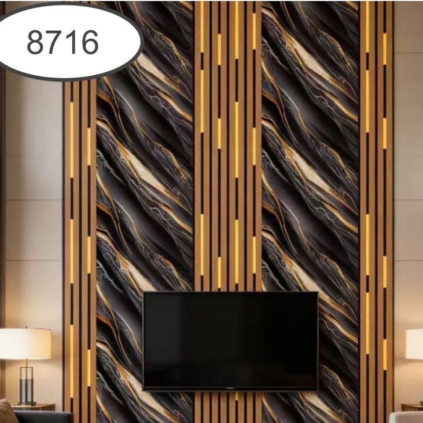 WALLPAPER/STICKER DINDING MOTIF MARMER LIGHTING COKLAT (8716)