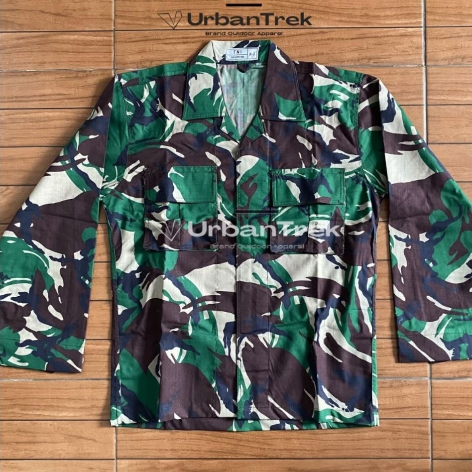 Baju Setelan PDL Loreng Malvinas Bahan Sritex Wool Warna Gelap Tidak Mudah Luntur