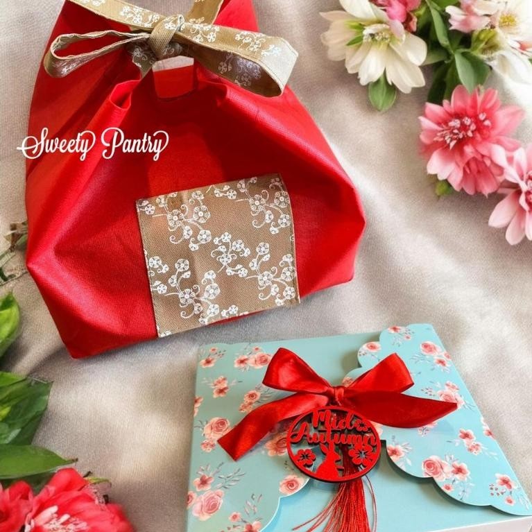5PCS - Tas spunbond kemasan dus box kotak packaging kue puding Sakura