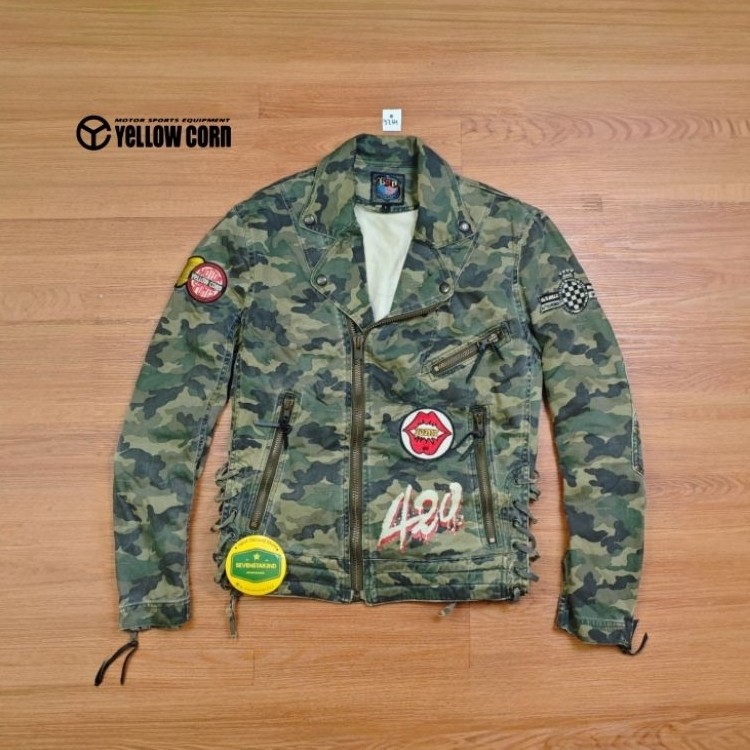 vintage yellow corn Motorcycle double bikers jacket