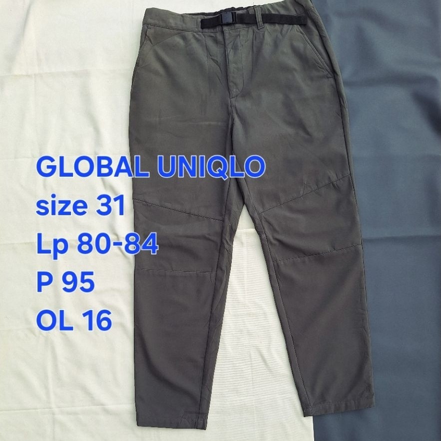 Celana Panjang GLOBAL UNIQLO Water Block Tech Army Slim Outdoor Sport Casual