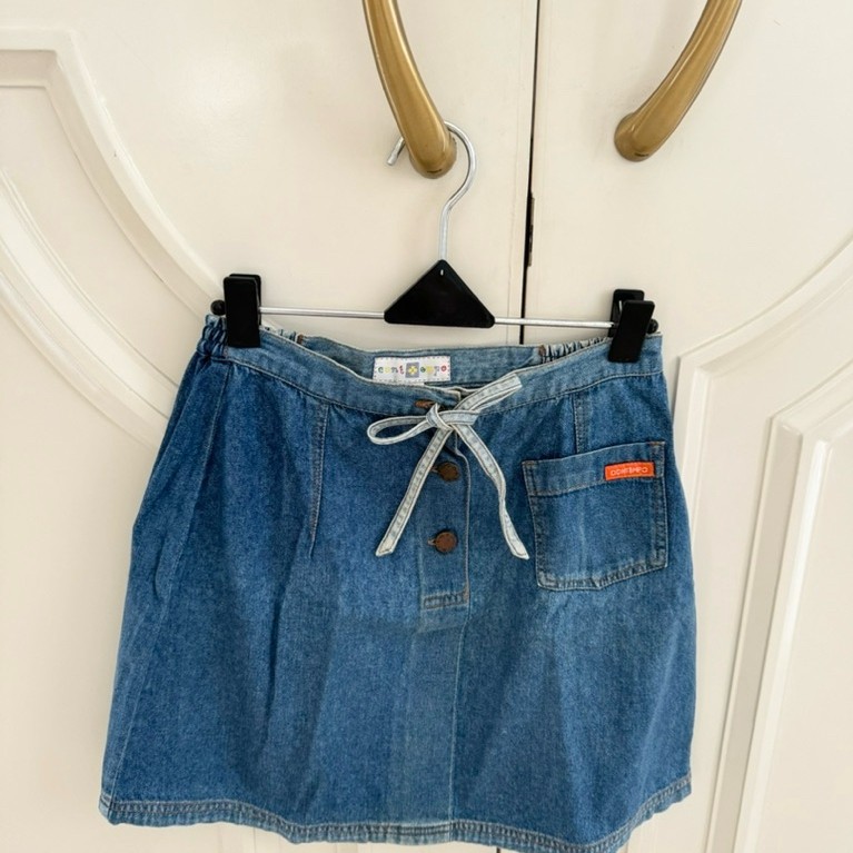 Contempo kids ribbon skirt denim for kids rok bawahan anak perempuan jeans pita basic