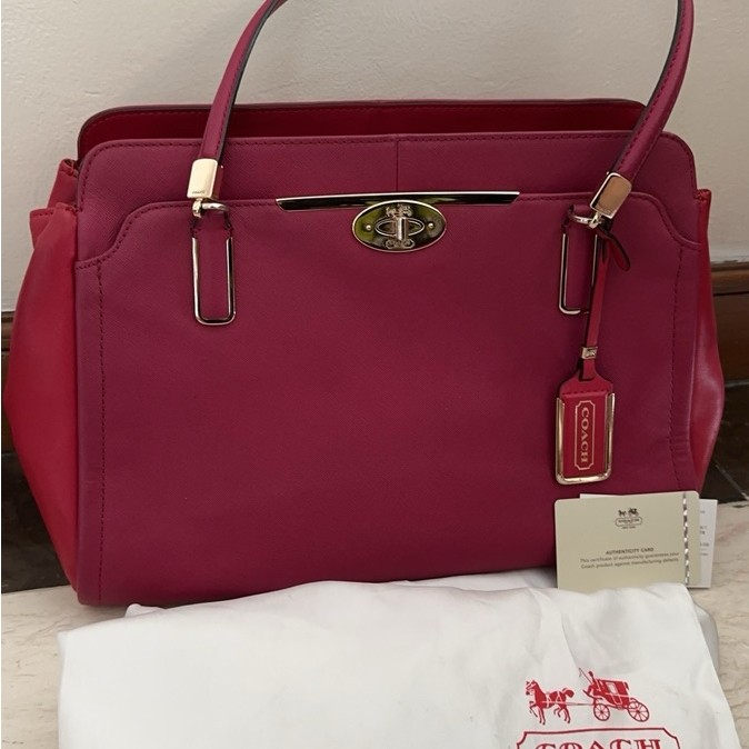 (Preloved) Preloved Coach Madison Spectator Saffiano Kimberly Carryall | Lengkap Dust bag & Card