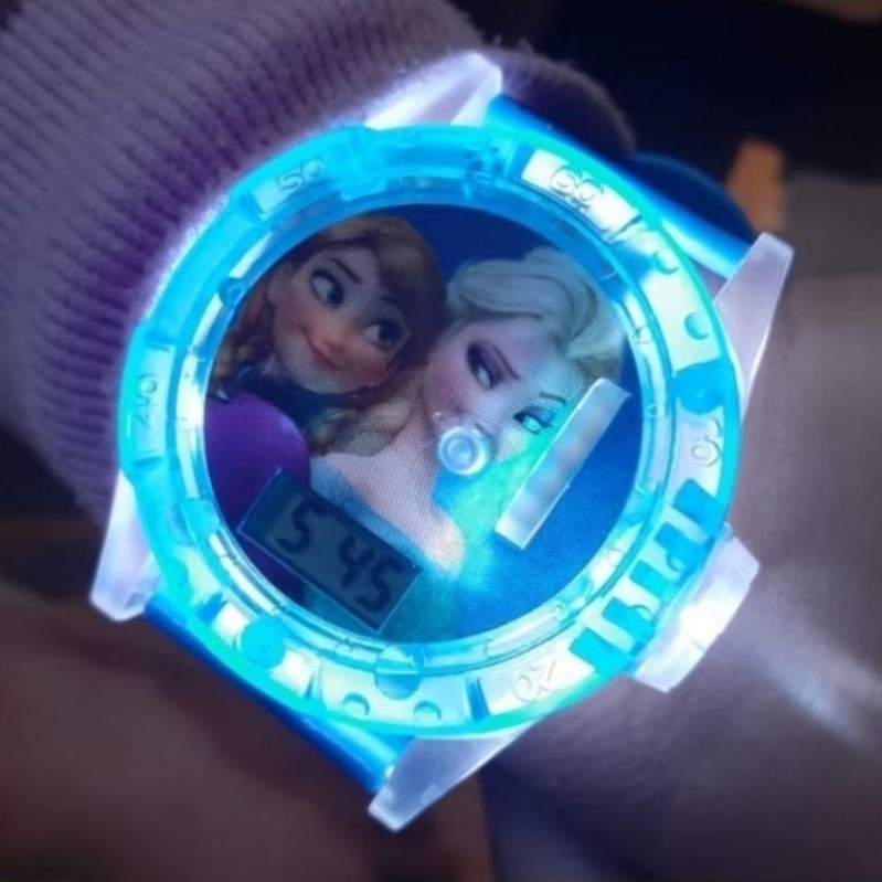 jam tangan motif anak LED musik nyala