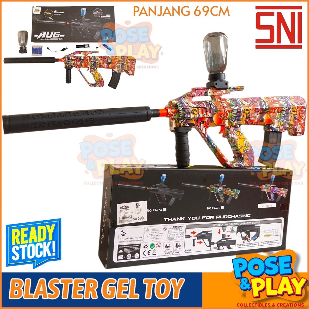 Mainan Edukasi Anak AUG Gel Blaster Elektrik Otomatis F967B Kado Anak Laki Outdoor Hobby