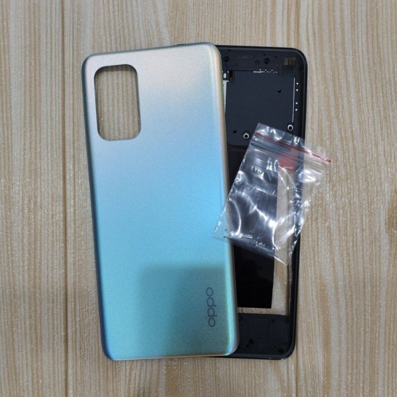 Casing Set Oppo Reno 6 4G Blue Backdoor + Bezel Housing Full Kesing Oppo Reno 6 4G Tanpa Ring Lensa