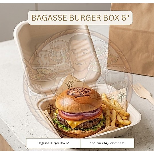 Best Fresh Bagasse Burger Box  - Box Kue Tart Mini & Burger Food Grade 6"