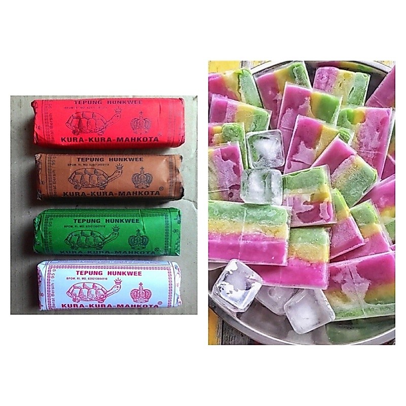 [Tepung untuk bikin ES GABUS SD] Tepung Hunkwe Cap Kura Kura Mahkota - aneka warna (Harga SATUAN)