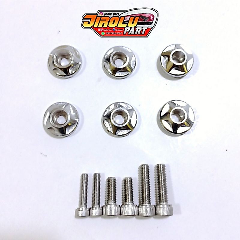 Manisan begel panjang cb set baut L stainless - ring pemanis behel cb set baut L stenlis - ring mani