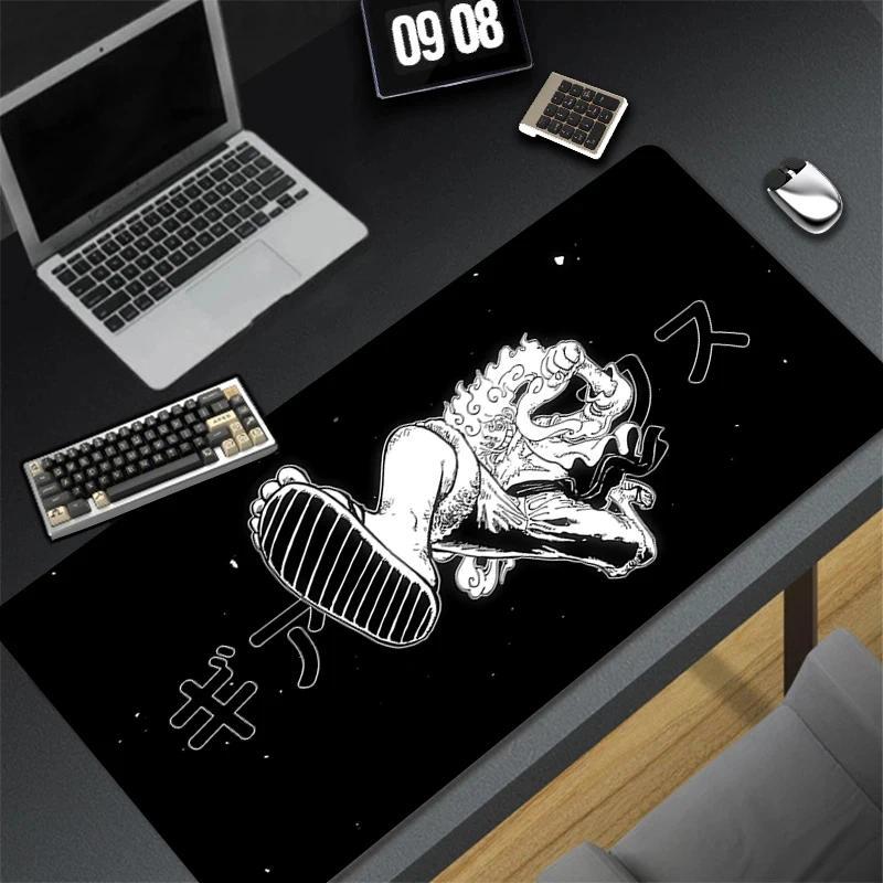 Alas Mouse Gaming Hitam Putih, Alas Meja Karet Luffy Anti Selip, Aksesoris Meja Gamer One Piece untu