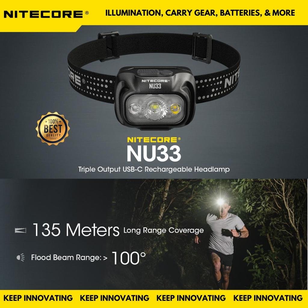 Nitecore Senter Kepala LED Headlamp Camping Trail Run Work Triple Output IP66 2000mAh 700lm - NU33 K