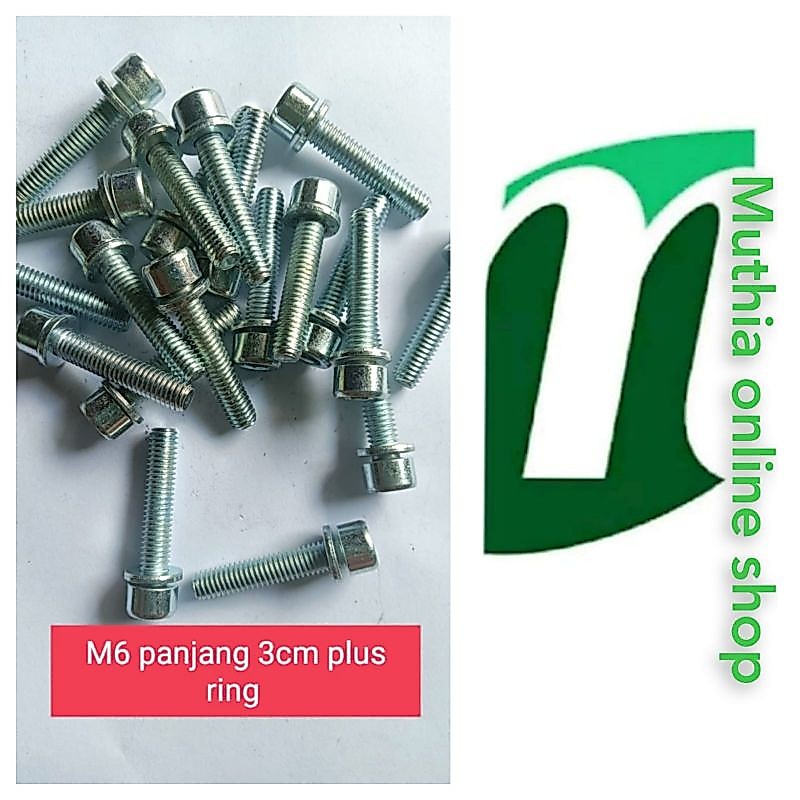 baut L m6 panjang 3cm plus ring