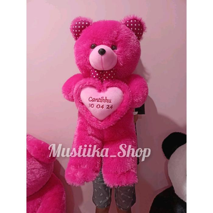 PROMO  Boneka Beruang Teddy Bear 75cm Costum Nama - PINK FANTA