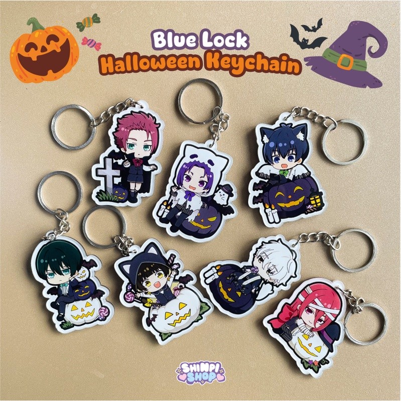 Gantungan Akrilik Halloween Blue Lock Official Bandai Anime Kartun Karakter Anak Sekolah Tas Keychai