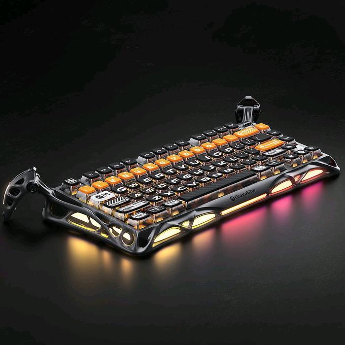 PROMO  GravaStar Mercury K1 Pro CyberFlare Mechanical Wireless Gaming Keyboard Computer Keycaps