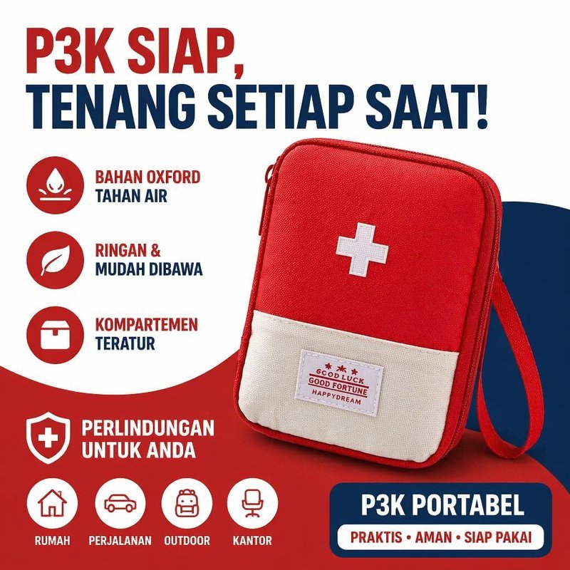 Tas P3K Kotak Obat Tahan Air Oxford Tebal Multifungsi Travel Organizer Medis Kosmetik Mini