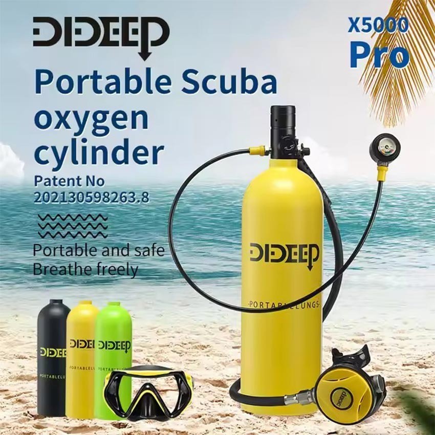 Silinder Oksigen Selam Mini 1L Tabung Scuba Portable Pompa Darurat Pernapasan 15-20 Menit