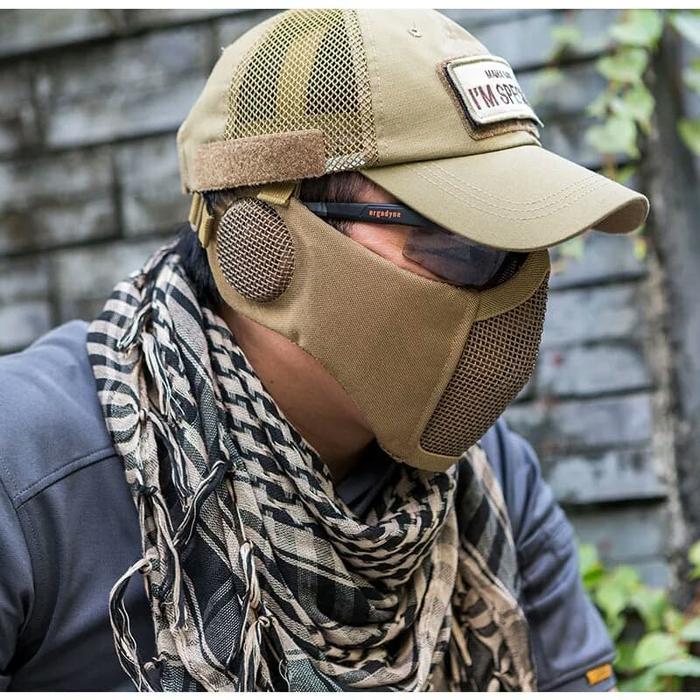 Tactical Mask Mesh Masker Airsoft Half Face Double Strap Import
