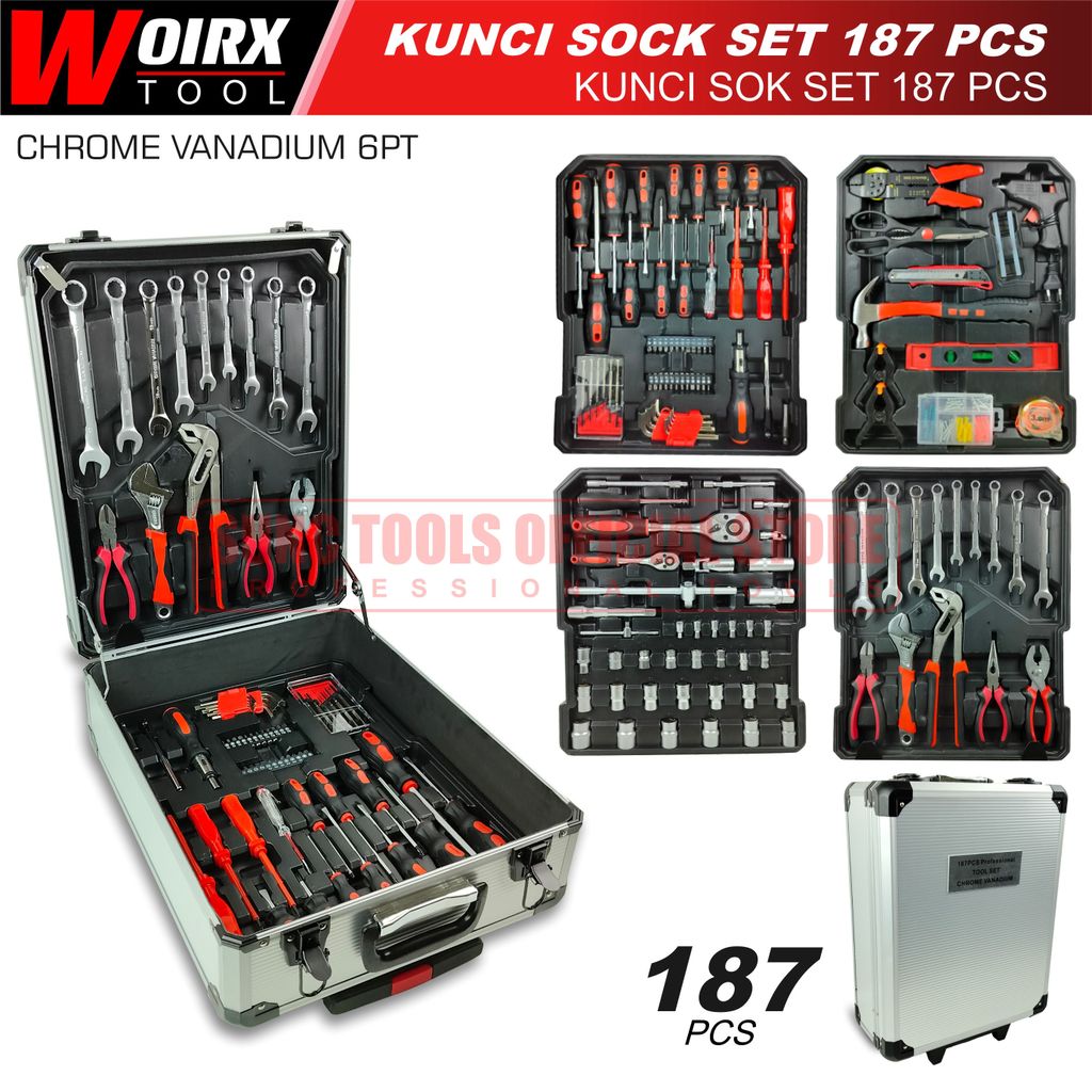 Socket Tool Kit Kunci Sock Sok Set 187 Pcs